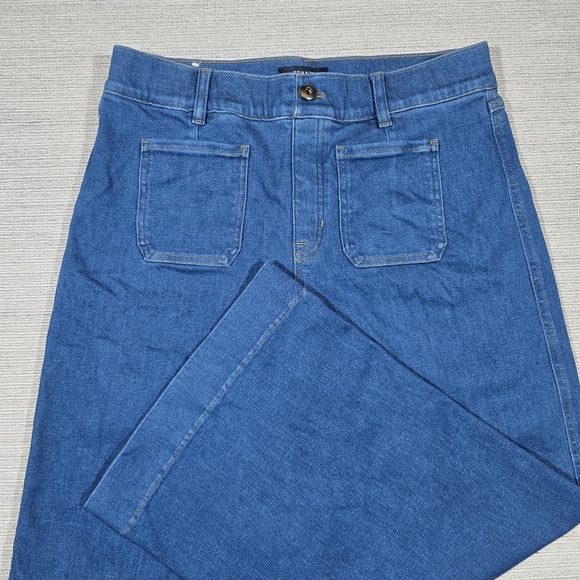 Spanx Cropped Wide Leg Jeans Sz XL Washed Blue Pull-On Patch Pockets Stretch NWT - Picture 2 of 11
